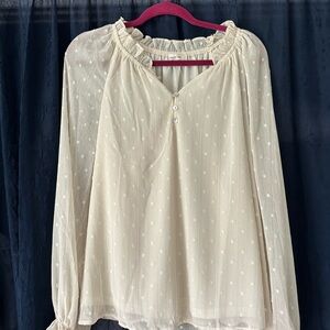 Cream Ruffled Women's Top